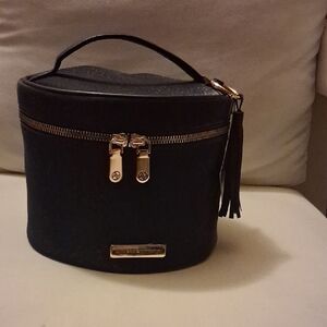 Adrienne Vittadini Black Cosmetic Case with Gold Accents